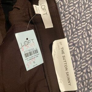 LOFT The Sutton Skinny Pants in Dark Brown